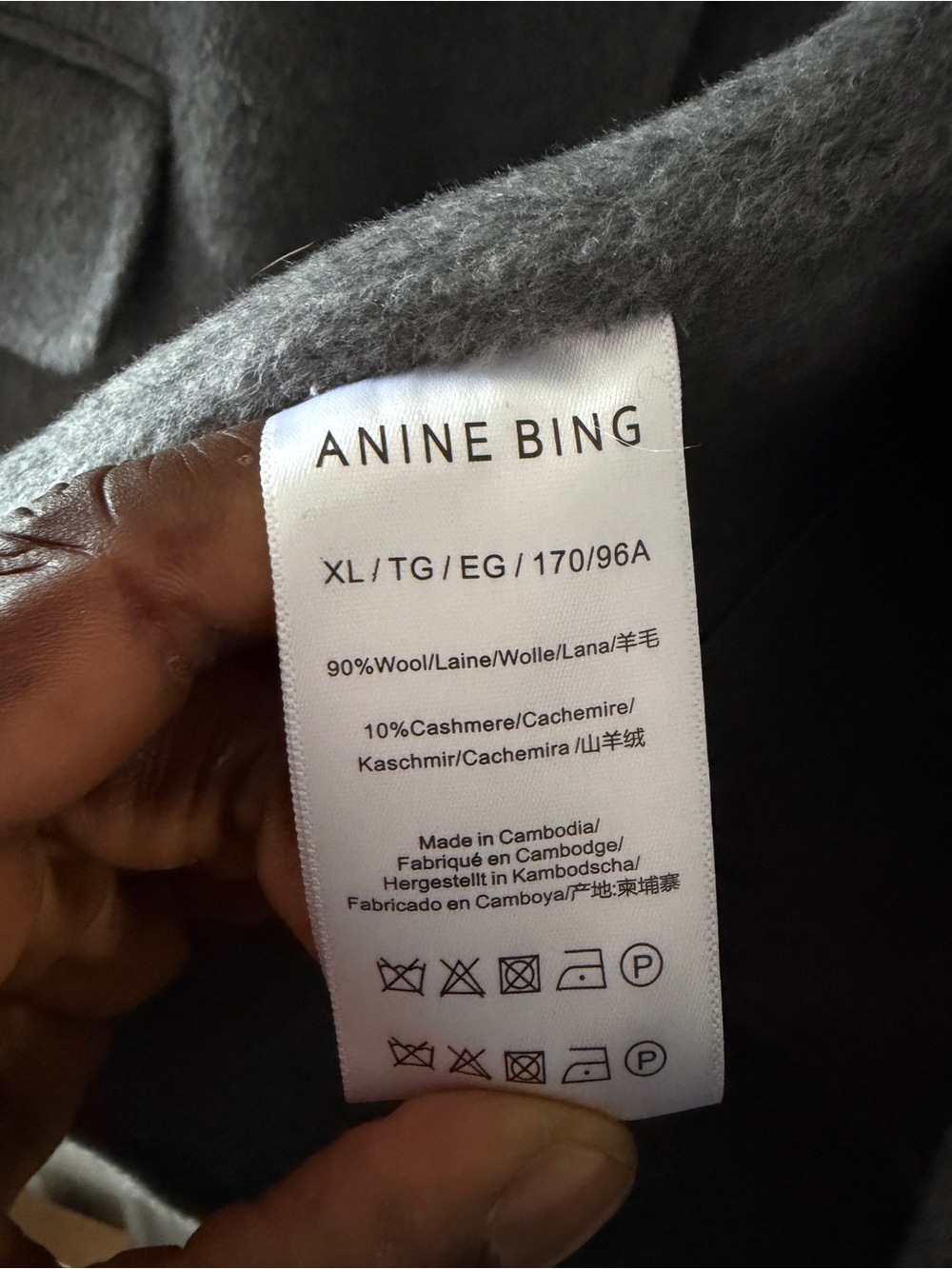 Anine Bing Oversized Heavyweight Cashmere Blend Blazer in Heather Grey - Picture 7 of 9